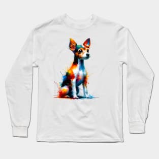 Vibrant Toy Fox Terrier in Splash Art Style Long Sleeve T-Shirt